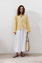Partial Wide Cotton Skirt Ecru - 2