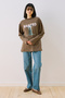 Striped Oversize Tshirt Brown - 4