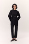 Oversize T-Shirt with Binding Details Black - 4