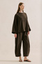Linen Mixed Shalwar Pants Dark Brown - 2