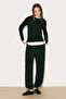 Easy Kontrast Long Sleeve Blouse Black