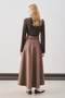 Plaid Patterned Wide Skirt Burgundy - 7