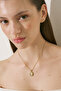 Square form stone medallion necklace gold - 2