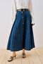 Denim Piece Buttoned Skirt Blue