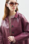 Classic Cut Leather Jacket Mürdüm - 4