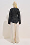 Linen Asymmetric Long Sleeve Blouse Black - 8