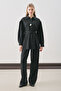 Wide Sleeve Belted Shirt Black - 2