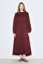 Ruched Long Sleeve Dress Bordeau - 2