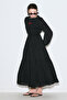 Drawstring Long Sleeve Dress Black - 3