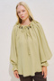 Ruched Collar Muslin Blouse Yellow