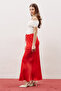 Bel Adjustable Satin Skirt Red - 2