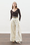 Wide Pleated Gabardine Pants Ecru - 4