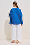 Pleated Waist Designed Shirt Blue - 8