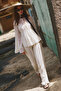 Linen Blended Pleated Pants Ecru