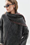 Striped Detail Scarf Anthracite - 3