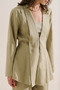 Linen Pleated Kimono Jacket Stone - 6