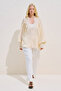 Lace Collar Draped Blouse Vanilla - 3