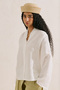 Linen Layered Collar Blouse Ecru - 4