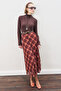 Patterned Tulle Flawed Skirt Brown Plaid - 2