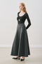 Belt Detail Flared Skirt Anthracite - 3