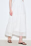 Textured Embroidered Fold Long Skirt Ecru - 4
