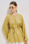 Linen Mixed Asymmetric Blouse Safran - 2
