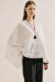 Embroidered Premium Cape Blouse Ecru - 6