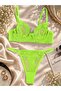 Lace Underwire Women's Lingerie Bra Set Neon Yellow - 2