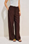 Textured Tie-Up Pants Dark Brown - 5