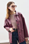 Classic Cut Leather Jacket Mürdüm - 3