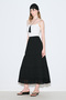 Textured Embroidered Fold Long Skirt Black - 3