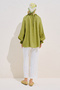 Muslin Blouse with Ruched Collar Green - 7