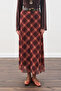 Patterned Tulle Flawed Skirt Brown Plaid - 6