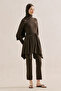 Asymmetric Skirted Turkish Swimsuit Set Brown - 6