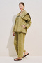 Sailor Collar Striped Shirt Khaki - 2