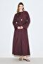 Wide Sleeve Draped Bluse Burgundy - 2