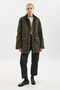 Oversized Contrast Collar Parka Brown Gray - 2