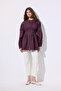 Belly Pleated Detail Long Sleeve Bluz Murdum - 6