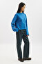 Long Sleeve Embroidered Tshirt Blue