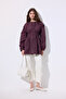 Belly Pleated Detail Long Sleeve Bluz Murdum - 5