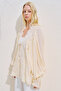 Lace Collar Draped Blouse Vanilla - 5