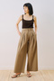 Wide Pleated Gabardine Pants Khaki - 4