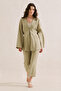 Linen Pleated Kimono Jacket Stone - 3