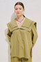 Sailor Collar Striped Shirt Khaki - 7