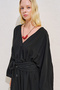 Linen Mixed Adjustable Waisted Jumpsuit Black - 6