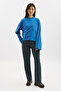 Long Sleeve Embroidered Tshirt Blue - 2
