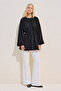 Textured Balloon Sleeve Draped Tunic Black - 3