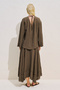 Draped Wide Sleeve Blouse Brown - 8
