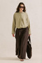 Linen Bomber Style Shirt Stone - 4