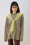 Striped Scarf Detail Tshirt Aci Brown - 5